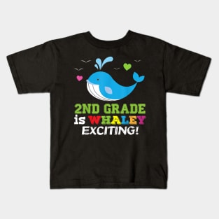 2nd Grade Is Whaley Exciting Whale Back To School Second Kids T-Shirt